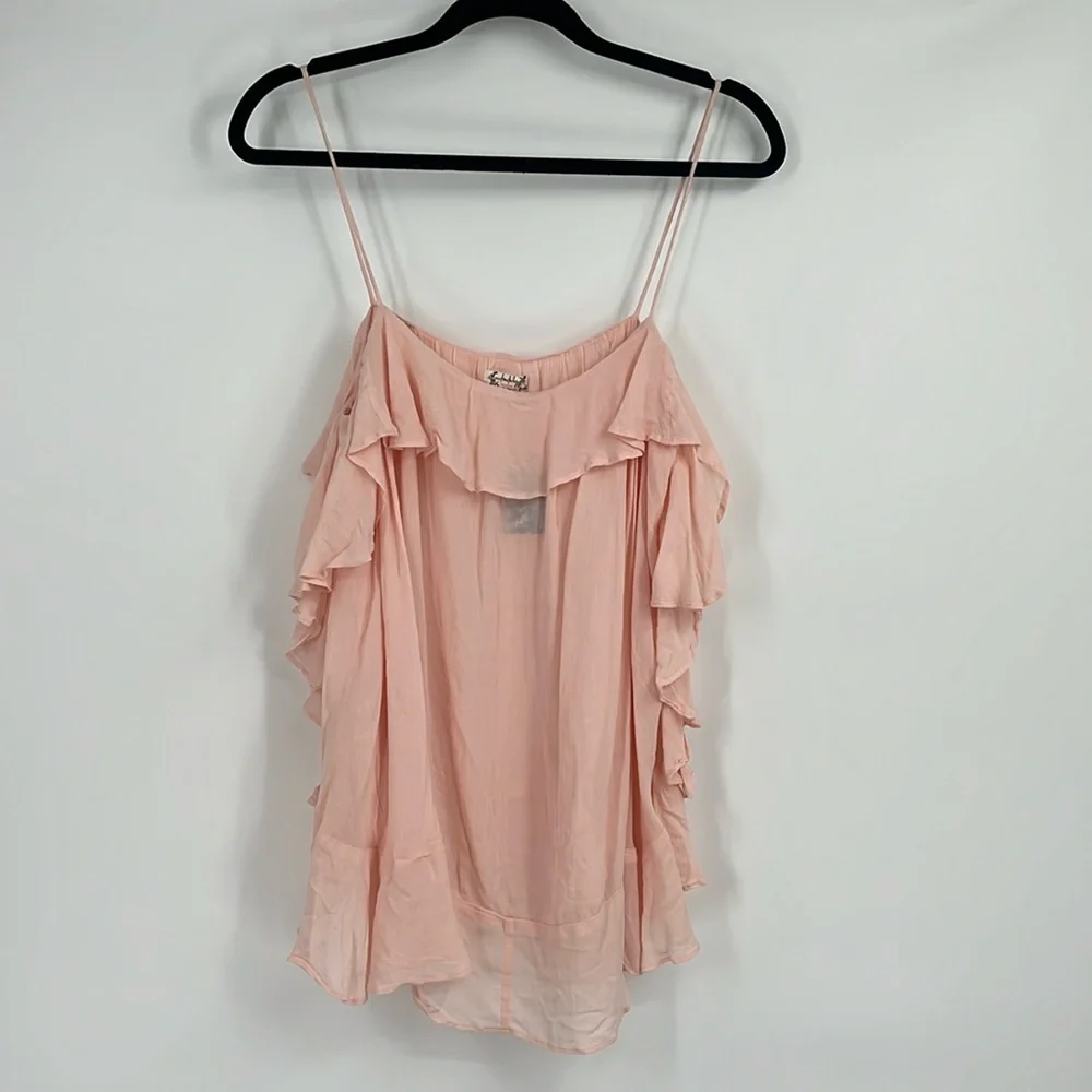 Intimately Free People Light Petal Pink Ruffle Tank Top Size Medium